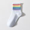 Calzini Arcobaleno, Calzini da Donna a Mezza Gamba con Pantaloni a Squalo, Calzini Lunghi da Polpaccio per Primavera e Autunno, Calzini a Strisce alla Moda e Versatili