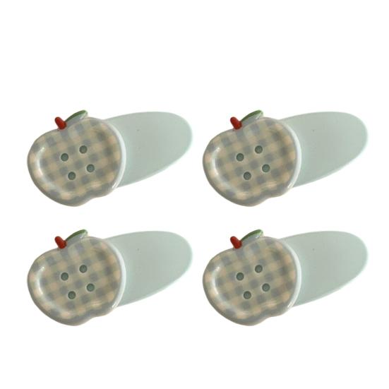 4Pcs Girl Hairpins Macaron Cream Color Plaid Pattern Fruit Button Design Hair Clips Lightweight Stable Grip Scalp-friendly Hair