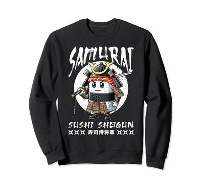 Japanese Samurai Sushi Food Graphic Sweatshirt for and Kids Men, Boys, Women,