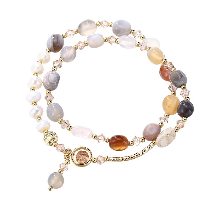 Clect Keli Crystal Stone Double-Layer Bracelet