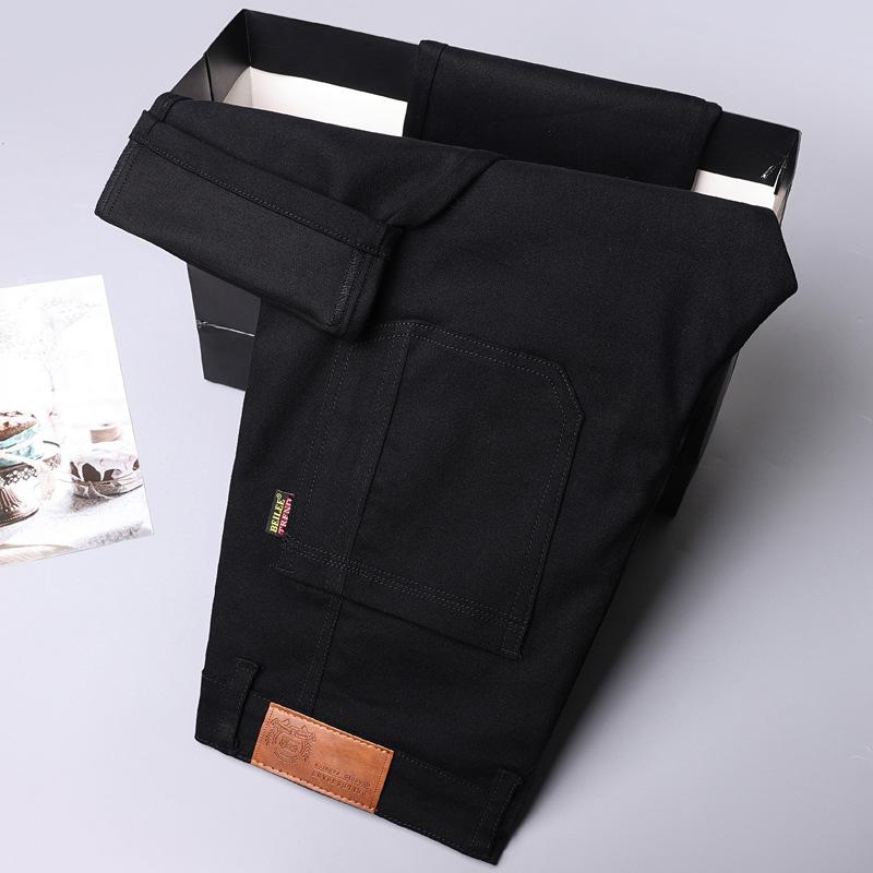 Little red horse Heren witte zes-pocket stretch jeans heren lente en zomer trend rechte Slanke multi-pocket gekleurde broek 34 zwart