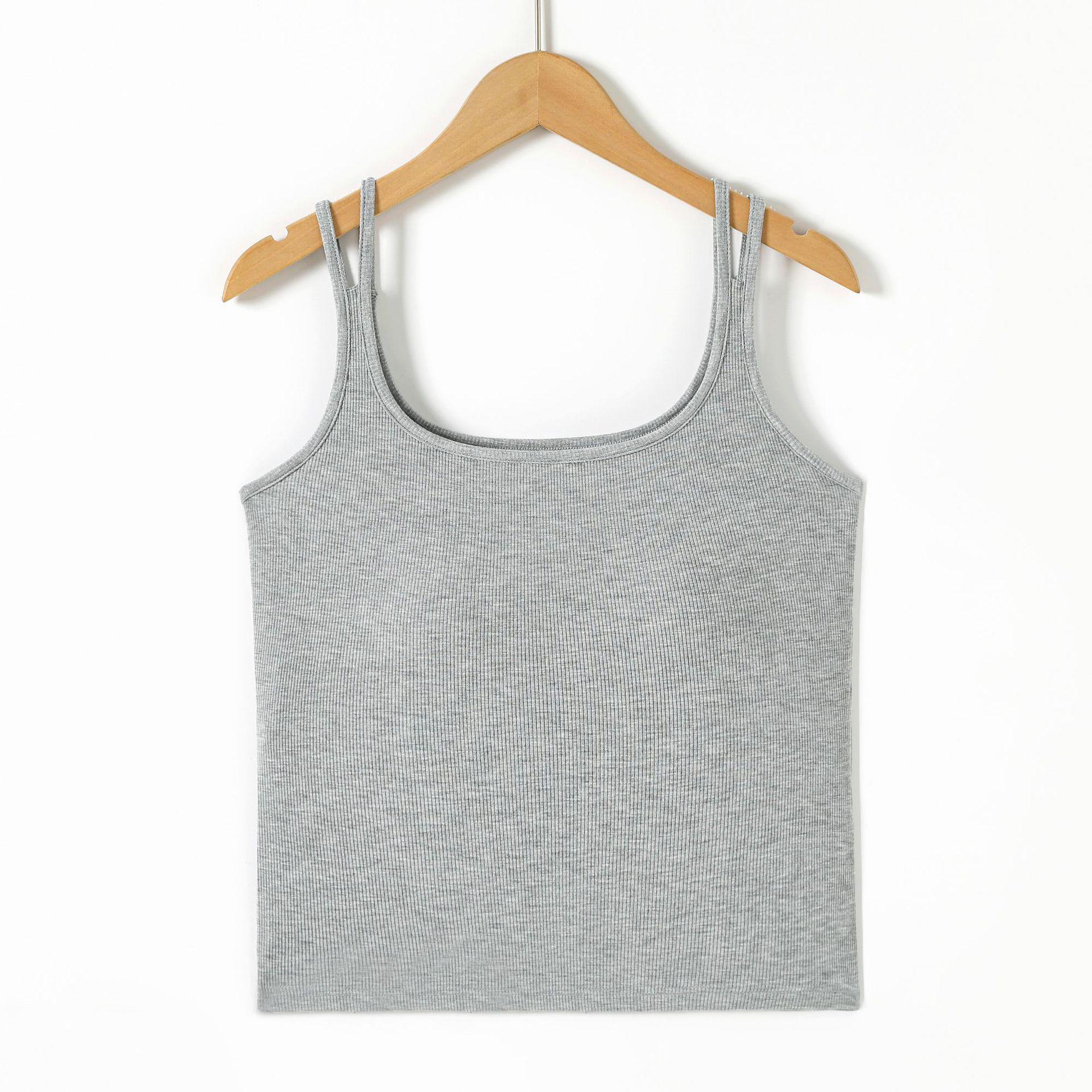 

Women s White Seamless Backless Camisole with Built-in Bra Pads - Summer Base Layer Top Medium сірий колір