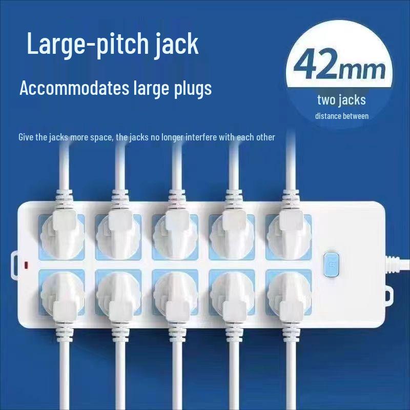 Genuine Pure Copper Wireless Power Strip Extension Cord for Household or Dormitory Use.