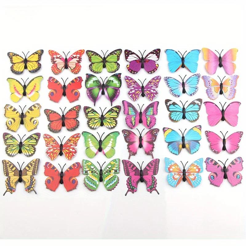 100pcs Simulated 3D Butterflies Versatile Colorful Plastic Butterfly Decorations for Home Garden,Outdoor and Wall decoration
