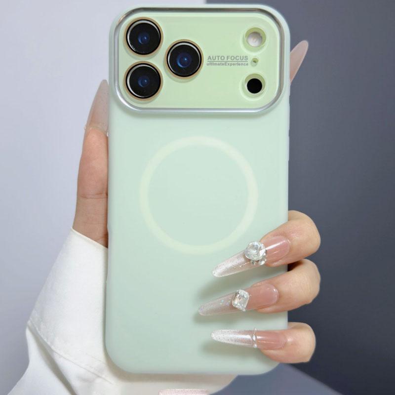 Luxury Large Window Jelly Matte Magnetic forMagsafe Case foriPhone 17 16 15 14 Pro Max Wireless Charge Candy Defender Cover