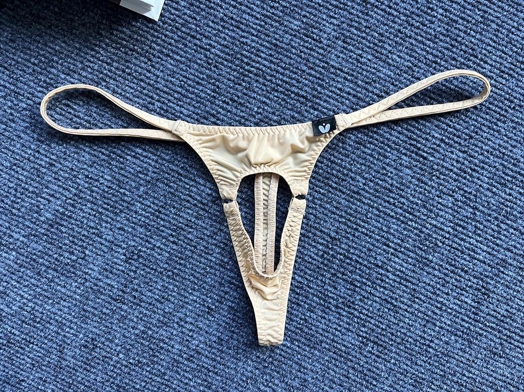 Penis Hole G-String Men Sexy Cock Ring Underwear Erotic Lingerie Low Rise T-Back Thongs Ice Silk Underpants Open Butt Panties