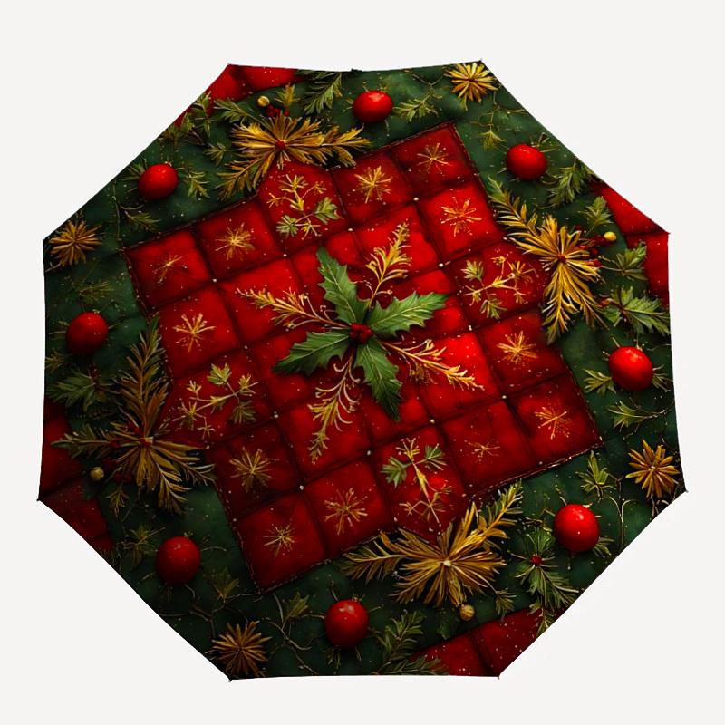 1pc Christmas DecorationsAutomatic Open/close Folding Umbrella, Compact Portable Travel Umbrella, Perfect Birthday/Holiday, Cute Umbrella y001