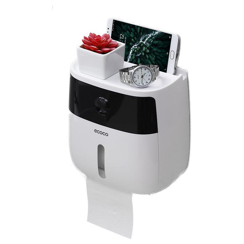 1pc Toilet Roll Paper Holder Double Layer Large Capacity Tissue Storage Box Wall Mounted Bathroom Tissue Dispenser Waterproof