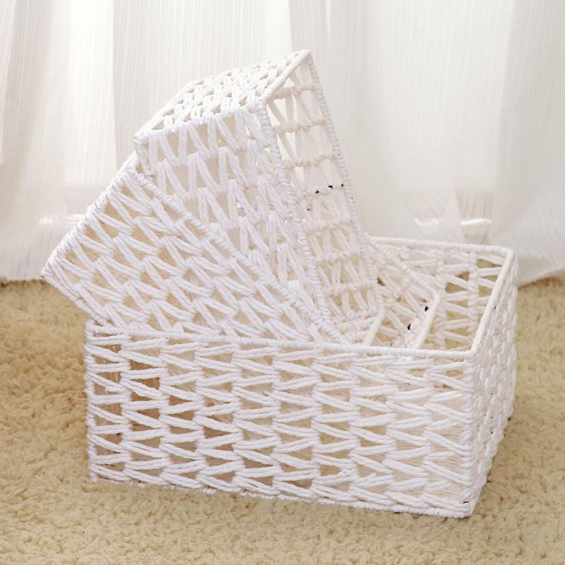 Paper Rope Woven Storage Rack: Desktop Basket for Books, Miscellaneous Items, Bread, and Kitchen Storage.
