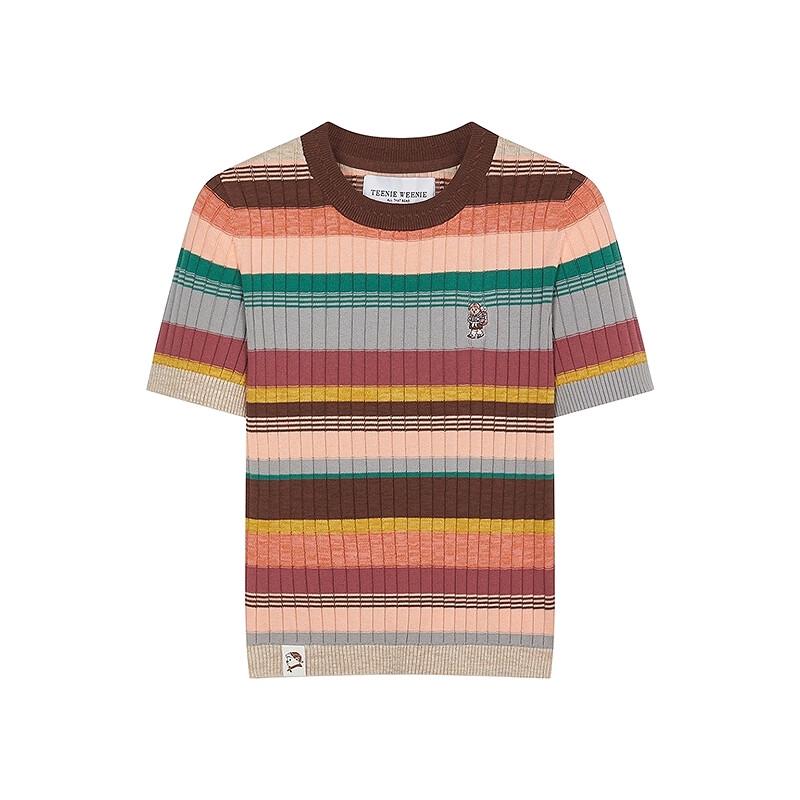 Teenie Weenie Women's Striped Short Sleeve Knit Sweater