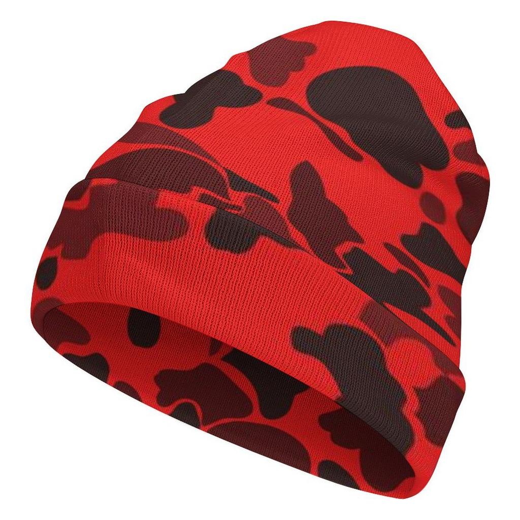 Factory Hot Custom logo pink Camo Print Cuffed Beanie Men Women Cloud Camo Cap Outdoor Camouflage Knitted Hat for Daily Wear