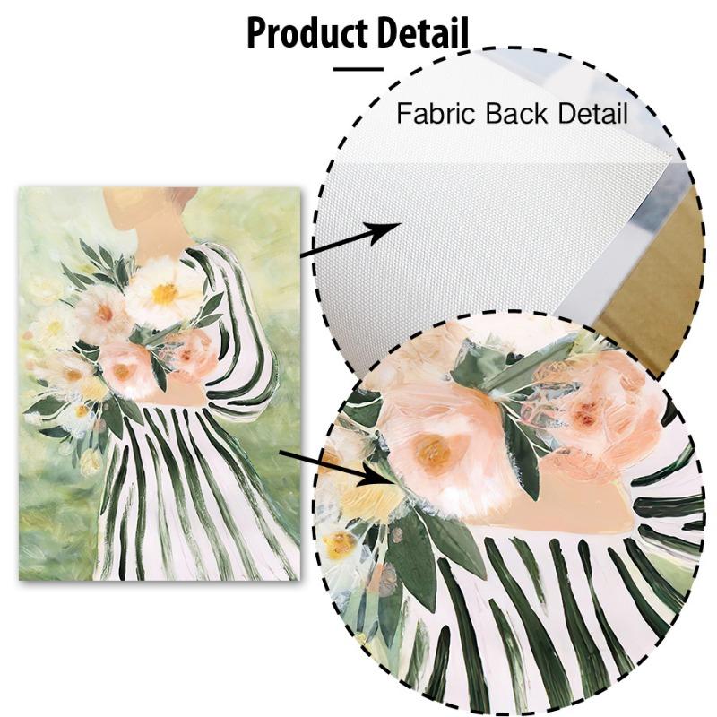 Green Girl Leaves Flower Abstract Landscape Wall Art Canvas Painting Oil Posters And Prints Wall Pictures For Living Room Decor