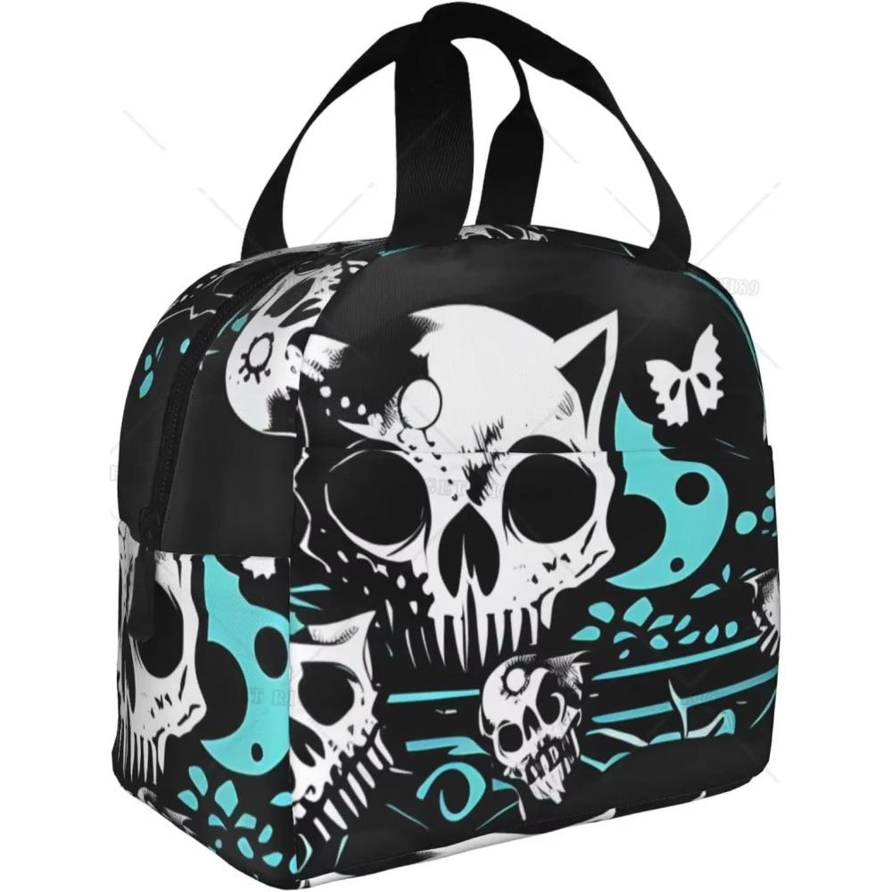 Butterfly Skeleton Cat Insulated Lunch Bag for Women Men, Waterproof Reusable Lunch Cooler Tote,  Lunch Tote for College or Work