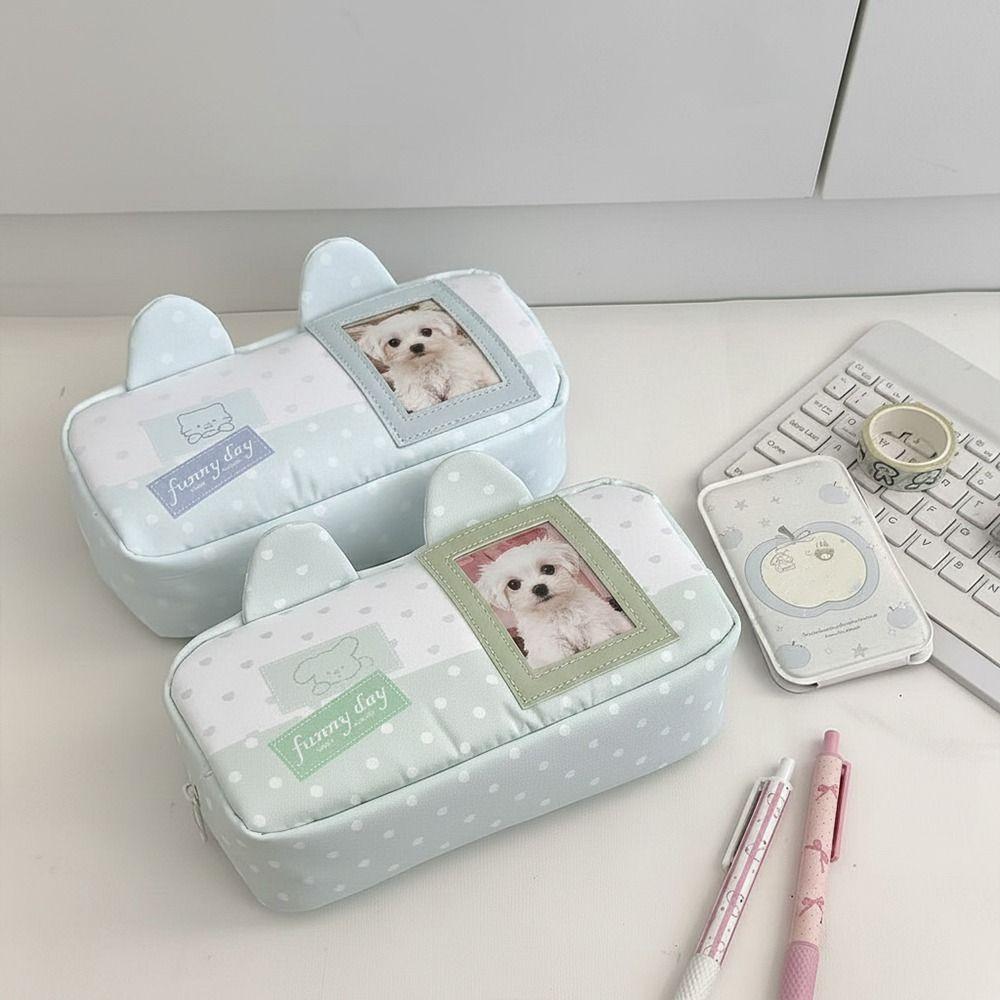 Large Capacity Pencil Case Polka Dot Star Bow Pencil Pouch Cute Pen Bag  School Supplies