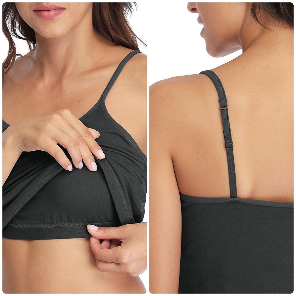 CHARMLEAKS Damska bawełniana koszulka na ramiączkach Bielizna damska Bielizna nocna Undies Biustonosz z półką Solidny, podstawowy podkoszulek Zestaw 2 sztuk