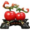 Aris & Juno Feng Shui Peace & Fortune Feng Shui Statue, Resin Lucky Fruit Figurine with Ruyi Branch, Feng Shui Decor for Living Room/Home/Office