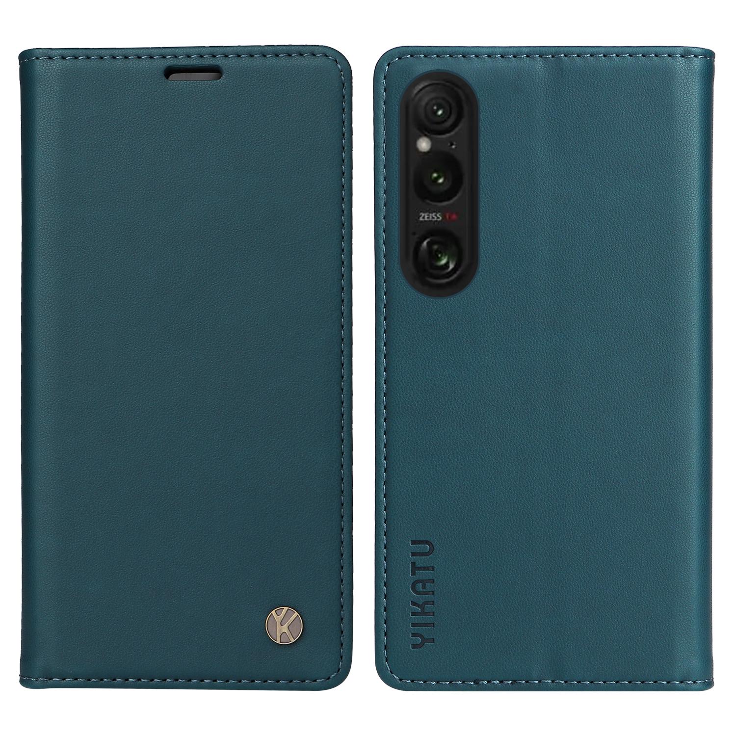 

YIKATU YK-001 For Sony Xperia 1 VI Case Card Slot Stand Leather Phone Cover Wallet Green