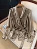 2026 Women's Elegant Slim Fit V-Neck Suit Collar Shirt with Tie