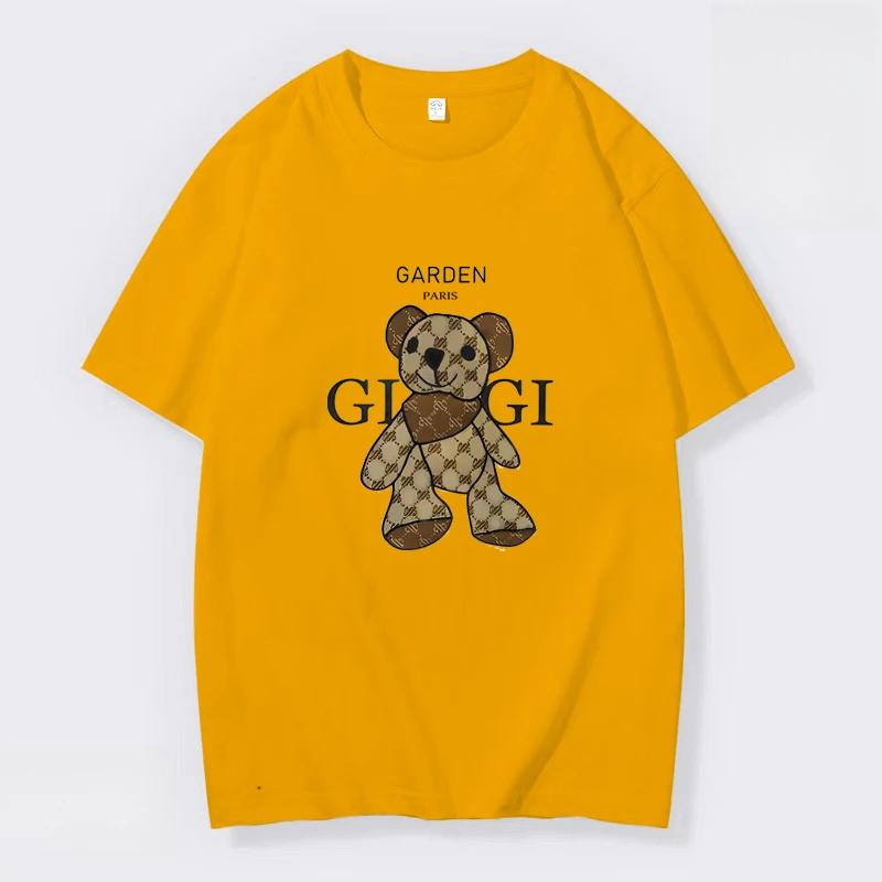 Unisex a WoUnisex trička s krátkým rukávem Košile s potiskem medvěda Bavlna Ležérní Tělocvična Sport Léto Novinka Tričko nadměrné velikosti Unisex oblečení