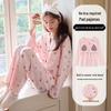 Women's Long Sleeve Cotton Pajamas with Chest Pad - Cute, Casual Style for Spring, Autumn, and Winter.