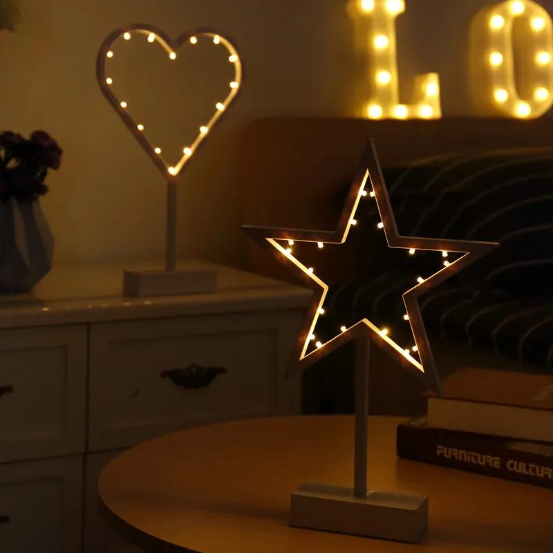 Creative Led Star Shaped Lights Christmas Tree Small Night Lights Love Romantic Bedroom Outdoor Decoration Warm