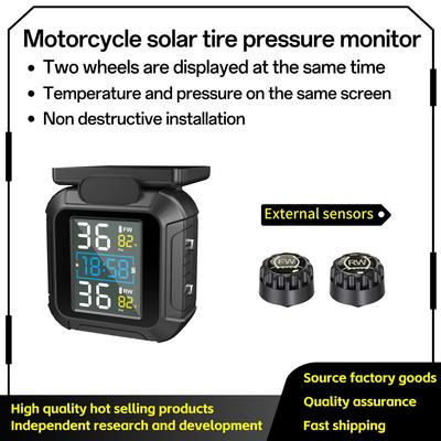 Wireless Motorcycle Tire Monitor Solar Powered TPMS Real Time Alert Waterproof System