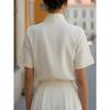 TIFICY Women's Fashion Casual Summer Spring Solid Color Print Short Sleeve High Neck Blouses & Shirts