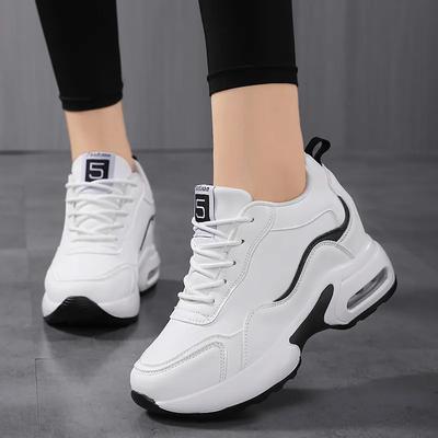 Damen-Sneaker mit Innenhöhenerhöhung, dickbesohlte, lässige Schnür-Plateauschuhe, dämpfende Damenschuhe mit Höhenerhöhung