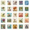 50Pcs Vintage Stamp Graffiti Stickers - Nordic Style Creative Decals for Journal & Item Decor