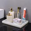 Lux White Jade Bathroom Set: Basin, Tray, Tissue Box, Lotion Dispenser - 4 or 5 Piece Set