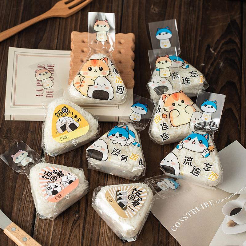 50 Pezzi Cartoni Animati Giapponesi Carini Per Sacchetto Confezionamento Palla di Riso Triangolare Sacchetto per Onigiri Sushi con Nori Stampo per Preparare Sushi Accessorio Bento