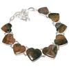 Natural Ocean Jasper Necklace 18" Adjustable Chain Heart Gemstone Jewelry PT 420