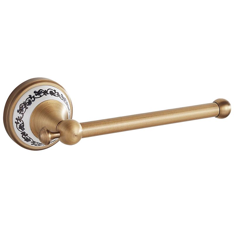 Antique Brass Gold Wall Mounted Toilet Paper Roll Holder, Toilet Paper Roll Dispenser Simple Rod Type Toilet Roll Holder EL3186Z