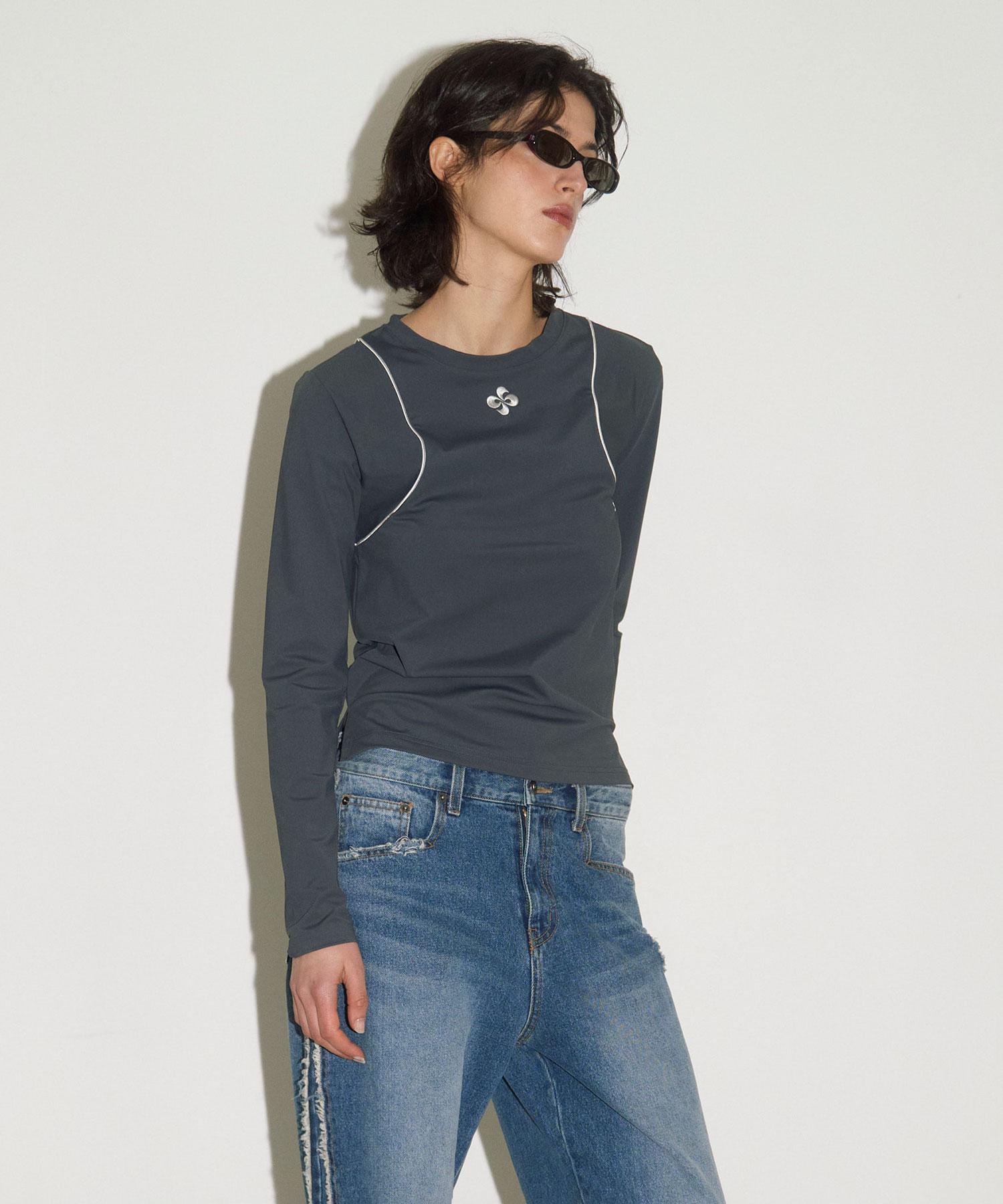 Heretic Active Line Long Sleeve T-Shirt / Charcoal Free