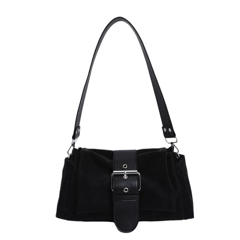 Multi Color Matte Soft PU Leather Ruched Shoulder Bag For Women Casual Underarm Bag With Metal Buckle Removable Strap Handbag
