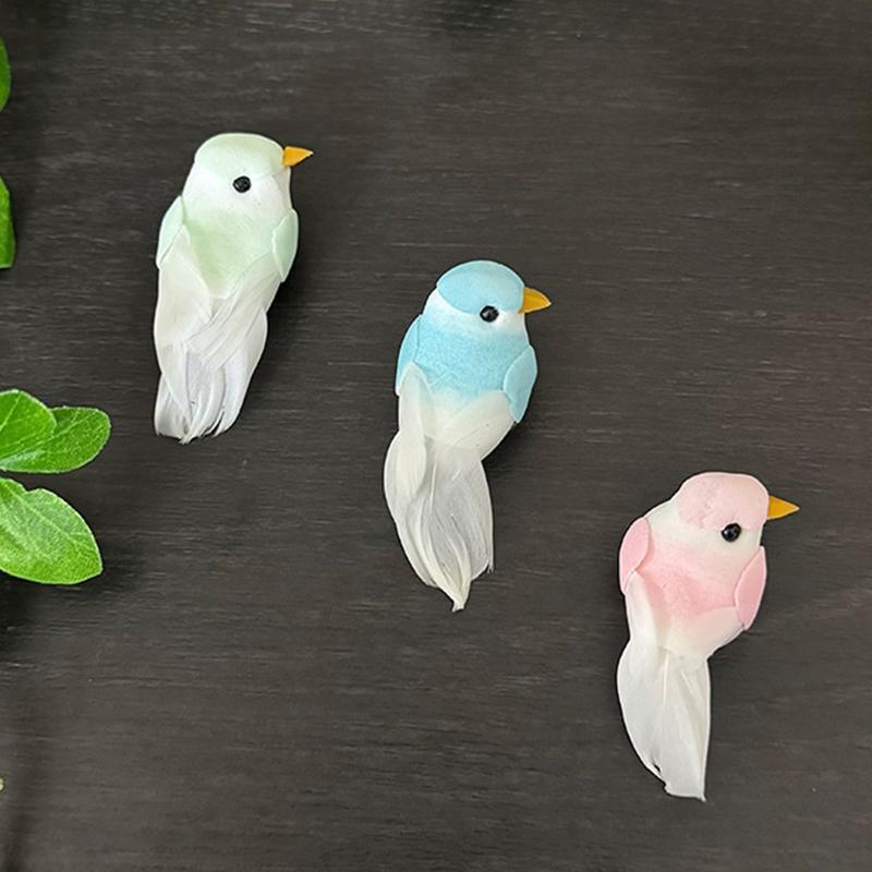 2Pcs Cute Artificial Birds Fake Foam Animal Simulation Feather Birds Models Tit Diy Craft Home Garden Floral Ornament Decoration