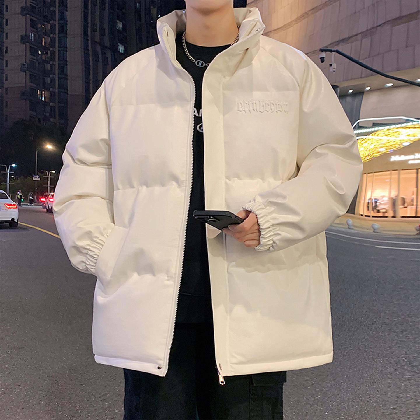 

Men s Trendy American PU Leather Stand Collar Winter Jacket 2025 2XL білий