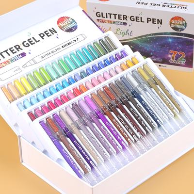 72/6 Colors Glitter Gel Pens 1.0mm Handwriting Art Marker Pen for Writing Notes Art Coloring Drawing DIY Back To School Supplies
