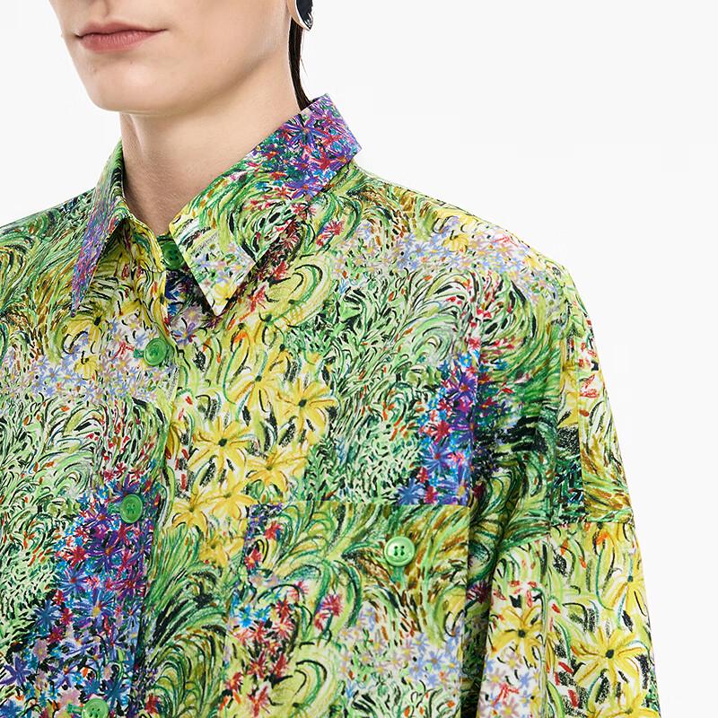 JNBY 2025 Autumn New Loose Cotton Long Sleeve Printed Shirt