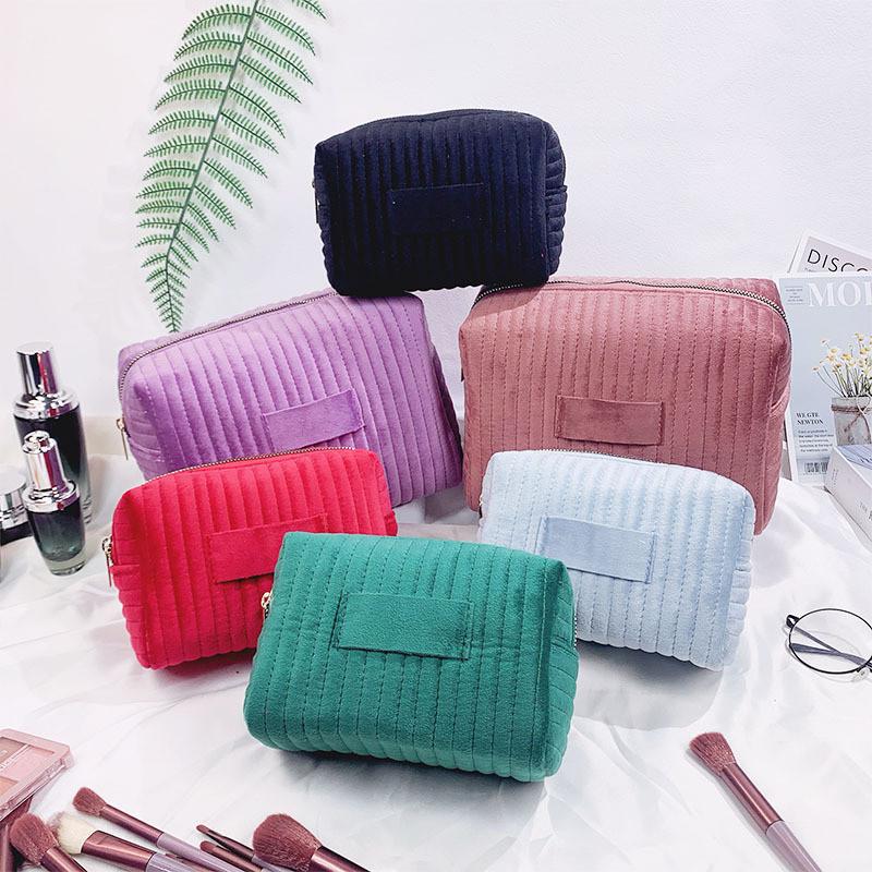 Borsa da Trucco in Velluto Organizer da Viaggio con Cerniera per Donne e Uomini