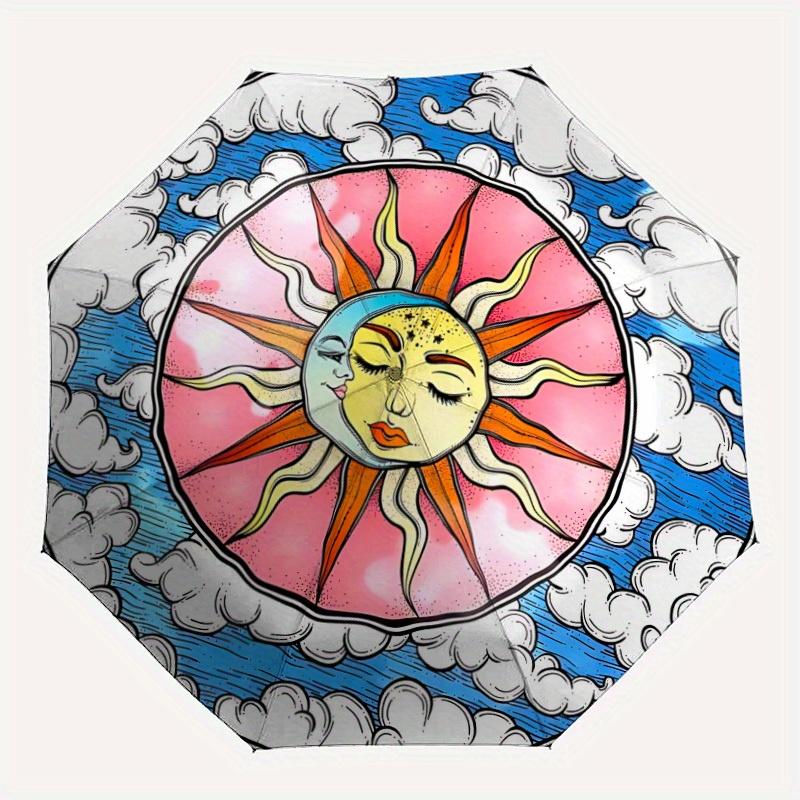 

1pc Celestial Artwork Automatic Open/Close Umbrella, Umbrella with cartoon Design, Portable Compact Umbrella for Men & Women, Good Holiday G