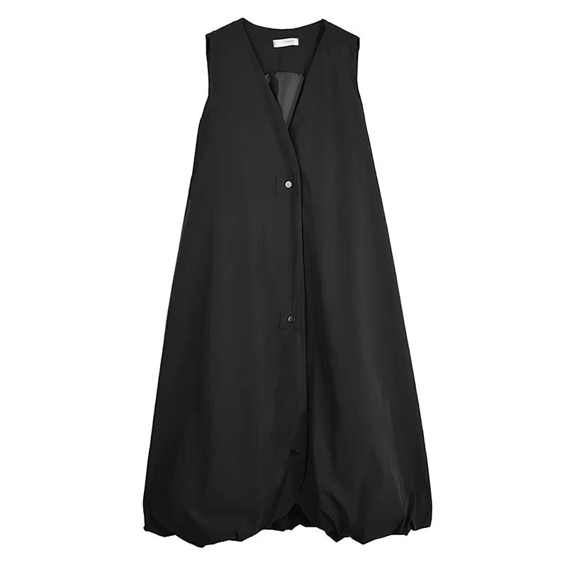 Xitao Bud Single Breasted V-neck Sleeveless Dress GYX1558