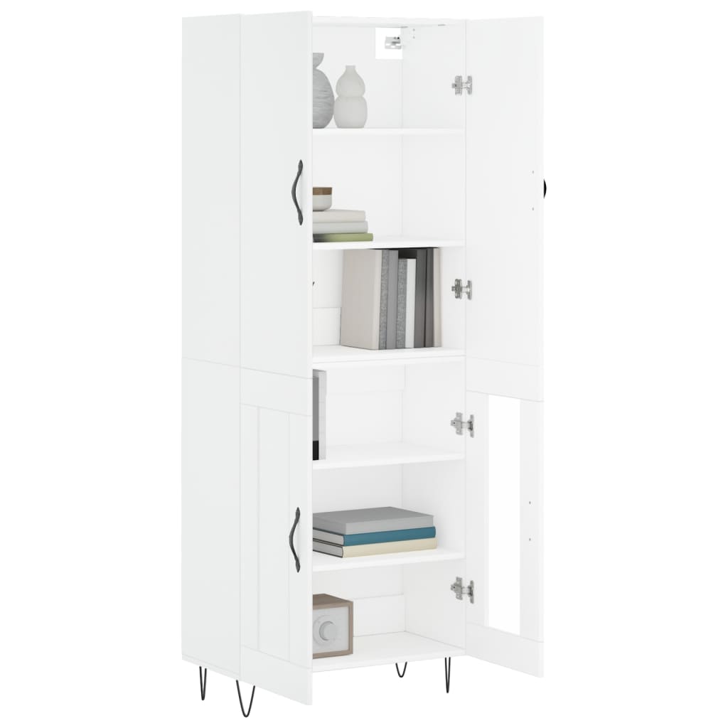 Highboard White 69.5 X 34 X 180 Cm Particleboard