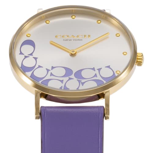 Coach Perry Watch, 36mm, Silver Dial, Quartz Movement, Water Resistant, Mineral Glass, 14504134, Women's, Purple