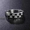 925 Sterling Sølv Anheng Svart AAA Zirkon Ring Bryllup Menn Kvinner Smykker