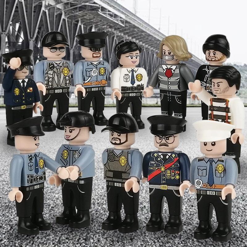 12pcs Sets City Police MOC Military 4.5cm People SWAT Building Blocks Figures Soldier Bricks Mini Toys for Boys Gift Toys