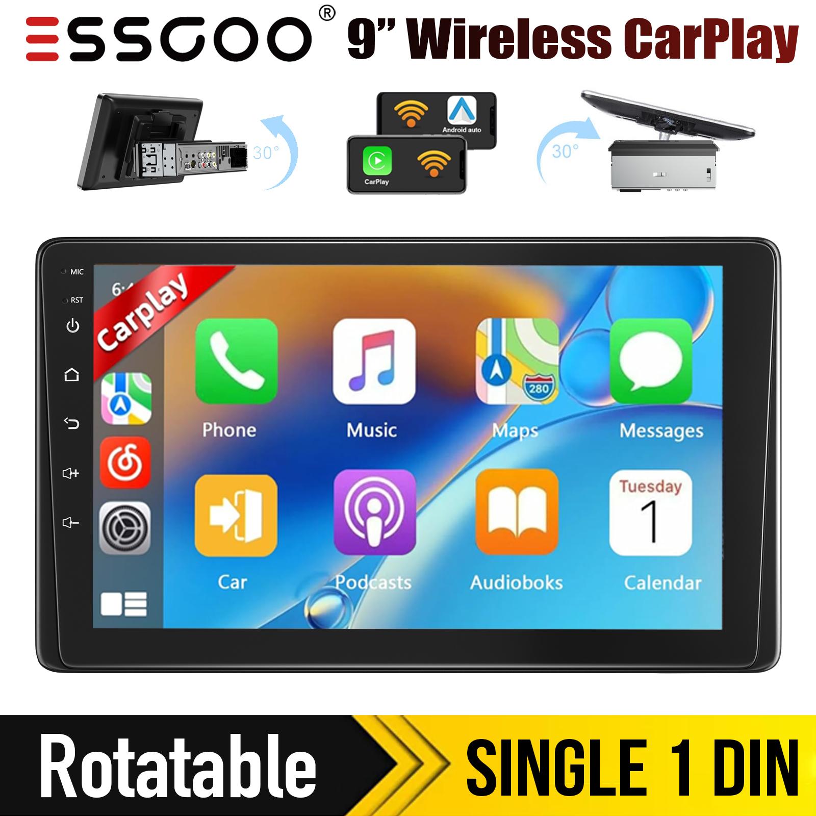 

ESSGOO 9 Single 1 Din Car Stereo Radio Apple CarPlay & Android Auto MP5 Player Head Unit Bluetooth FM SWC Touch Screen+MIC&CAM Radio