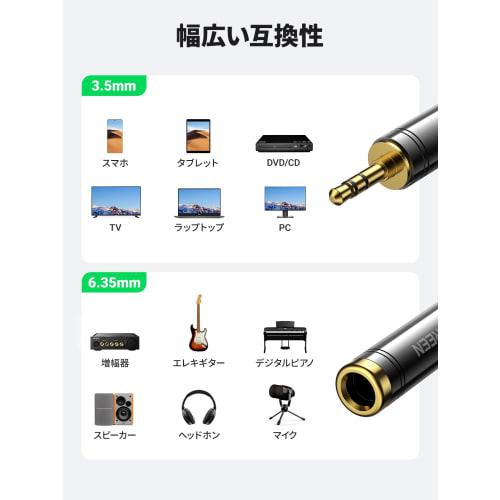UGREEN 6,35 mm vers 3,5 mm femelle vers mâle 6,35 3,5 mini prise stéréo (Femelle) Prise standard stéréo (Mâle) Adaptateur de remplacement [2 jeux]