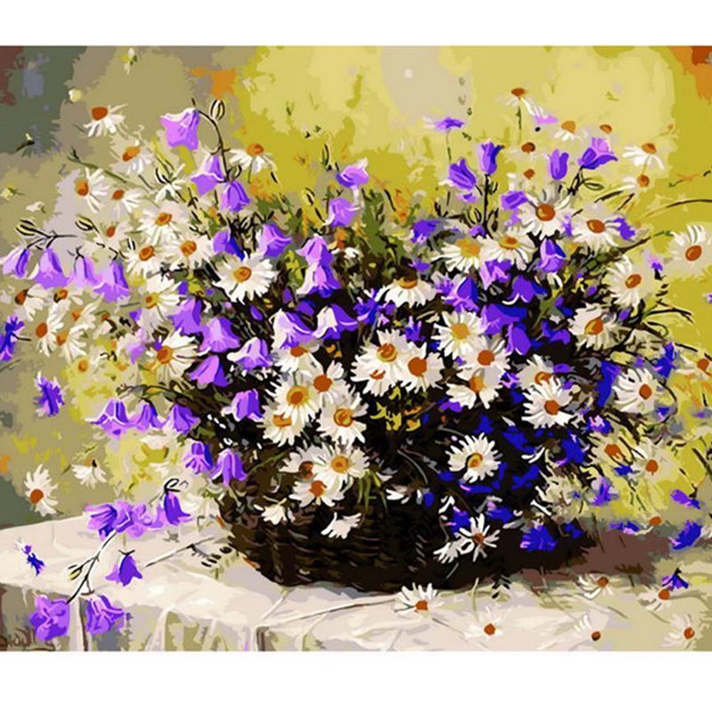 Artistic Flower Picture Unframd Handmade Oil Painting DIY Digital Kits Canvas Draw Home Decro Gift