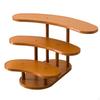 ThreeTier Display WoodenGrain Stepped Riser Curved Organizer for Collectors,
